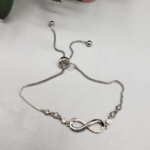 Silver Infinity & Crystal Charm Bracelet